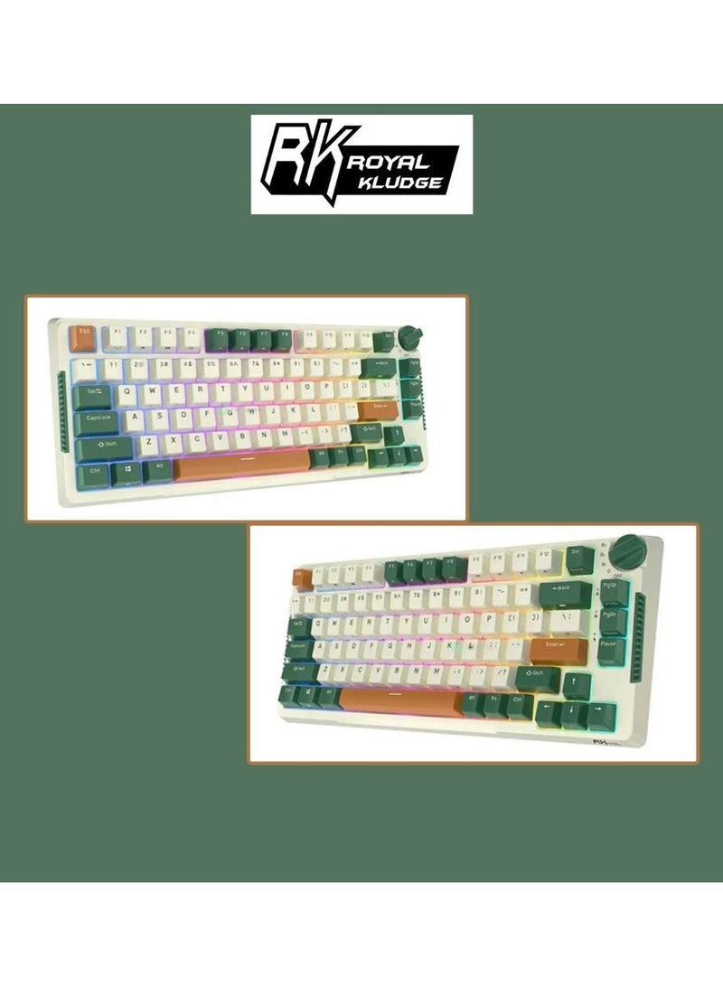 رويال كلودج لوحة مفاتيح ميكانيكية قابلة للتبديل Royal Kludge RK-H81 ثلاثية الوضعية RGB 81 مفتاح (مفتاح سماوي) - Image 3