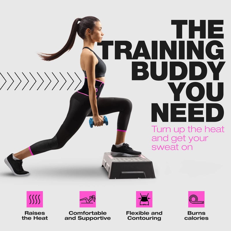 ActiveGear Waist Trainer for Women & Men - Sweat Band Waist Trimmer Belt for a Toned Look - Reinforced Trim and Extra Secure Fastening (Pink Hem, Medium: 8” x 42”) - Image 3