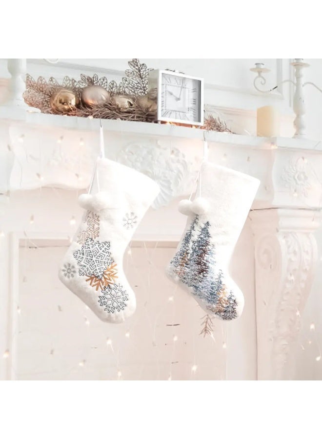 إيفا Embroidered Plush Christmas Stockings - Snowflakes - Image 2