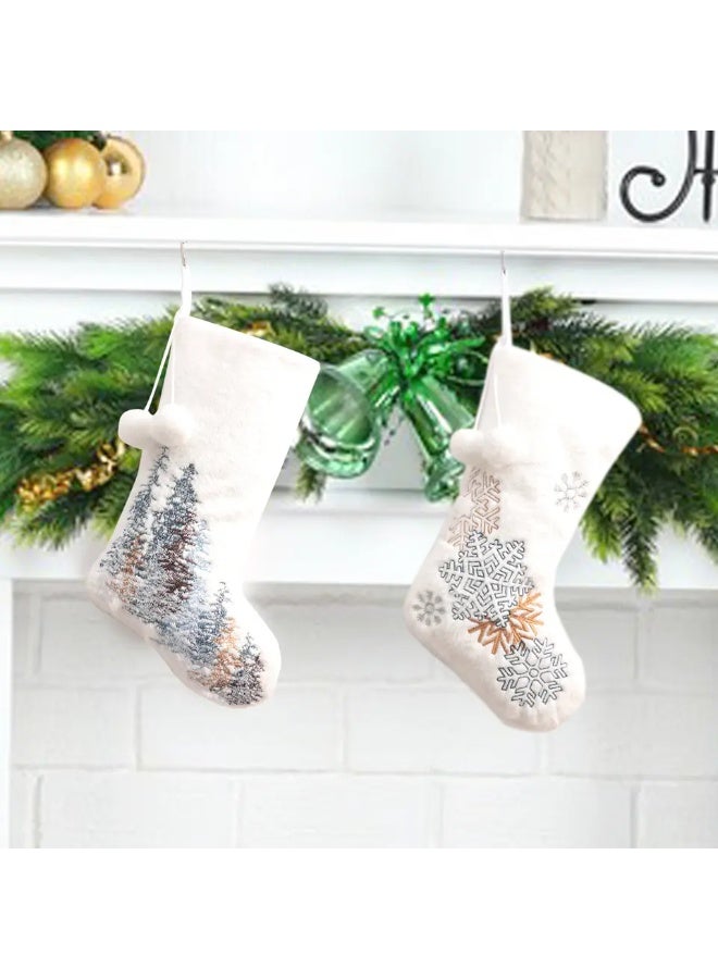 إيفا Embroidered Plush Christmas Stockings - Snowflakes - Image 3