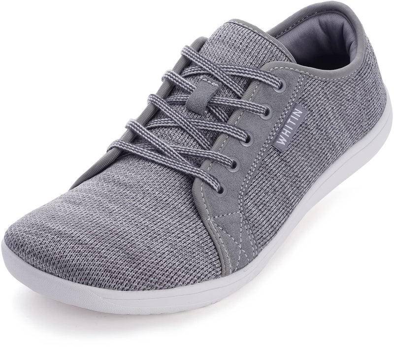 WHITIN Men's Extra Wide Width Fashion Barefoot Sneakers Zero Drop Sole W81 Size 11W Minimus Casual Minimalist Weightlifting Shoes Walking Dark Grey 44 - Image 1