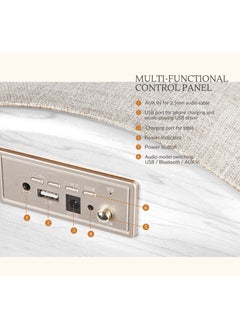 Nourest Nourest 4 in 1 Side Table with inbuilt Bluetooth speaker 70W Beige  - Image 2