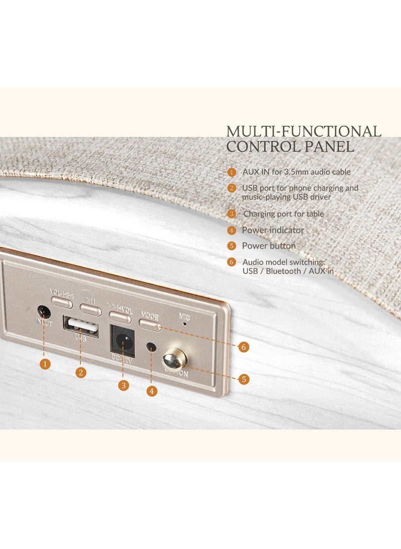 Nourest - Nourest 4 in 1 Side Table with inbuilt Bluetooth speaker 70W Beige - Image 1