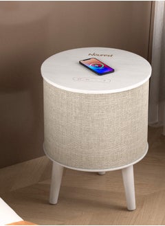 Nourest Nourest 4 in 1 Side Table with inbuilt Bluetooth speaker 70W Beige  - Image 1