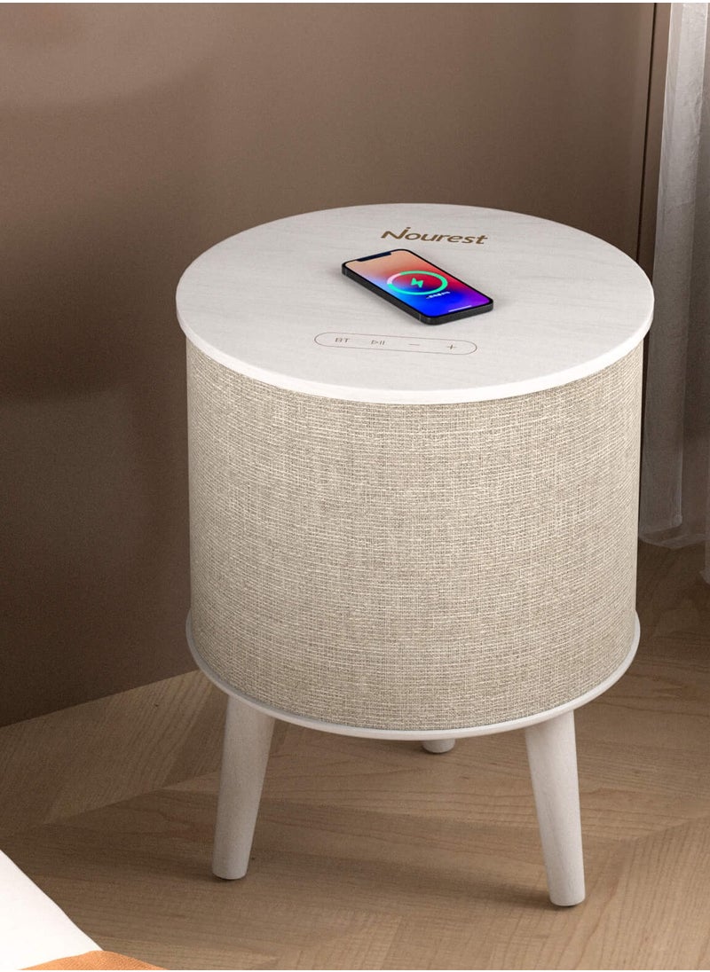 Nourest - Nourest 4 in 1 Side Table with inbuilt Bluetooth speaker 70W Beige - Image 1