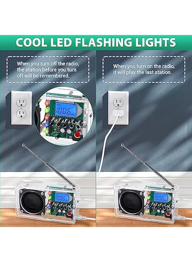 erorex Soldering Project Radio Fm Radio Kit Radio Assembly Kit With Led Flashing Light Diy Radio Kit With Headphone Jack Lcd Display Soldering Practice Kit Fm 76 108Mhz Learning Teaching Stem Education  - Image 5