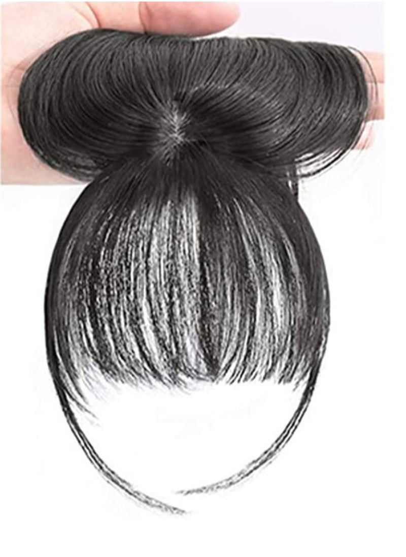 Estelle 3D Large Hair Bangs Clip 100 Natural Human Faux Bangs Clip on Bangs for Daily Wear Lightly Curved Dark Brown  - Image 2