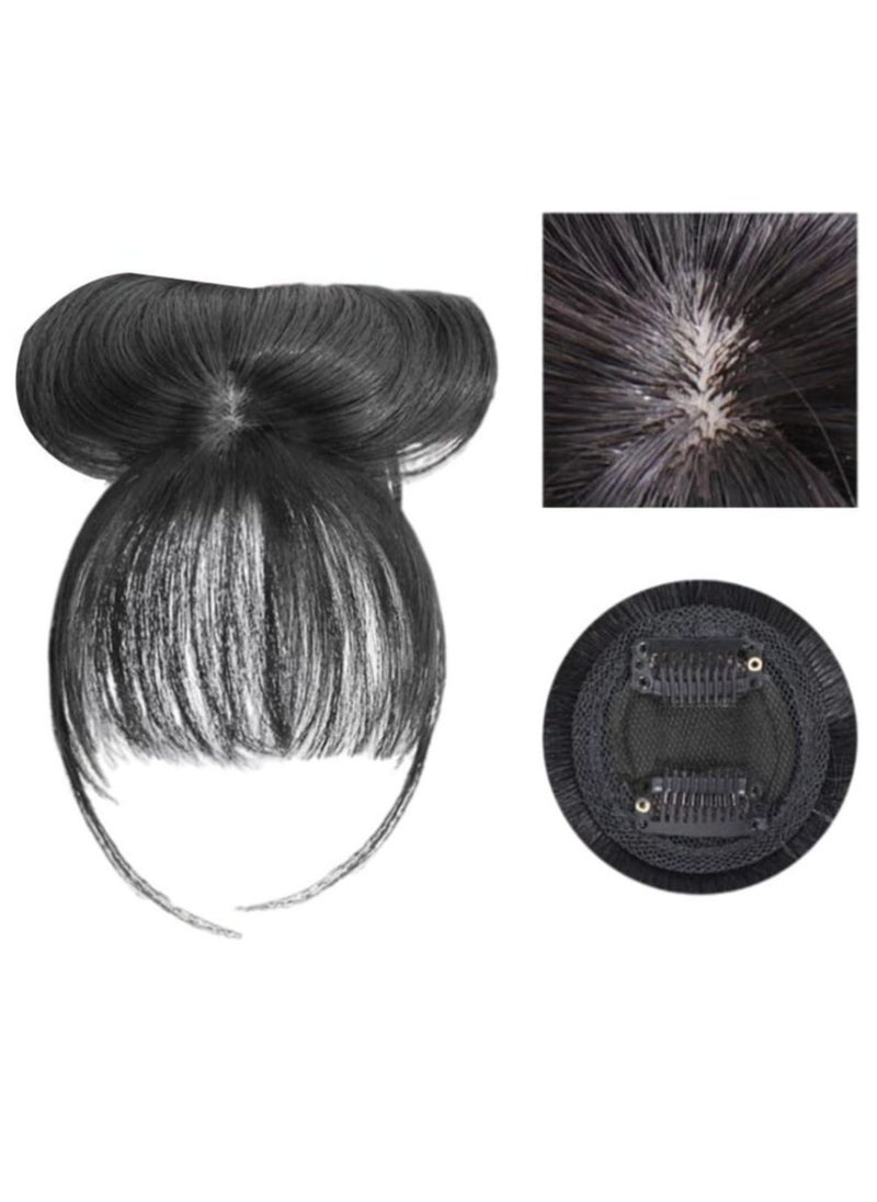 Estelle 3D Large Hair Bangs Clip 100 Natural Human Faux Bangs Clip on Bangs for Daily Wear Lightly Curved Dark Brown  - Image 5