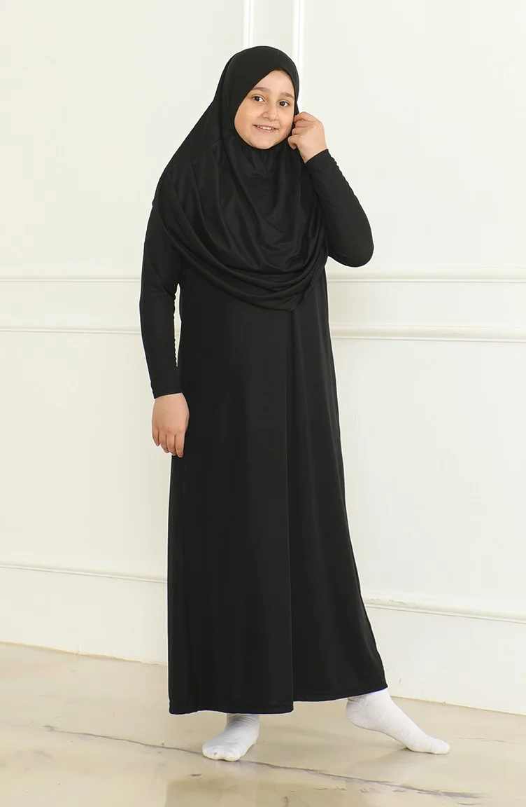 Sefa Merve One Piece Practical Child Prayer Dress with Headscarf 1985