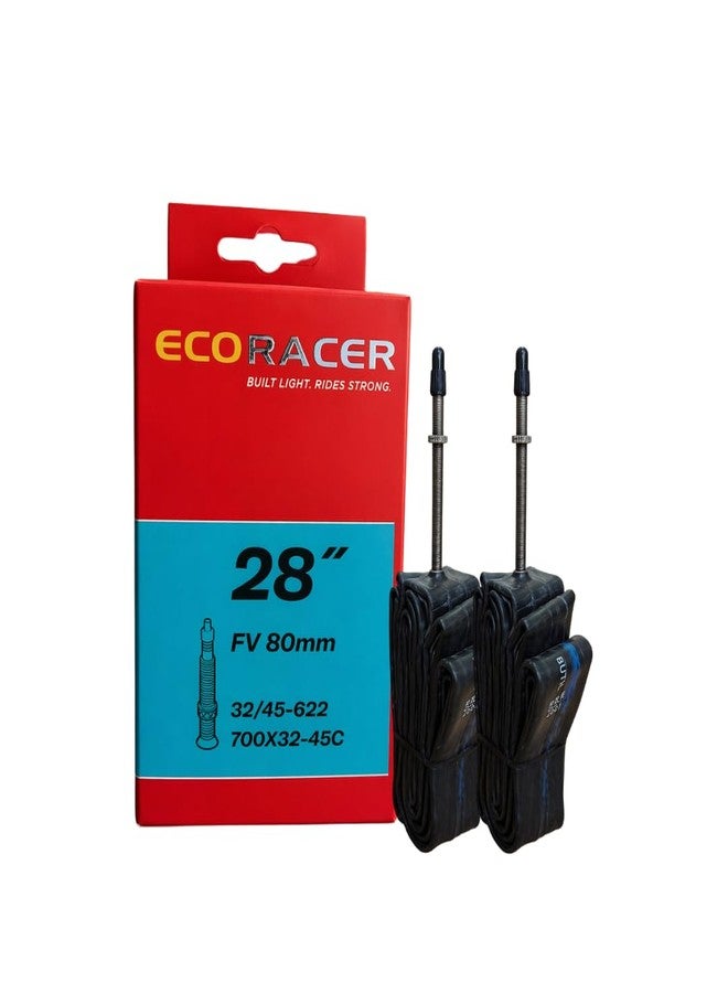 FCCRACING ECORACER Bicycle Tube 700x32-45C | Presta Valve 80mm (Pack of 2) - Image 1