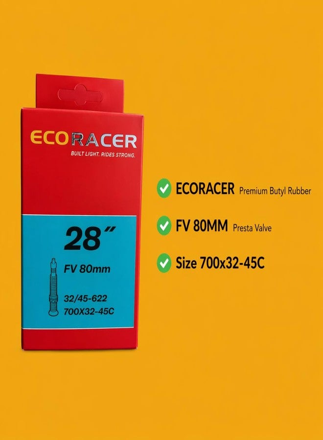 FCCRACING ECORACER Bicycle Tube 700x32-45C | Presta Valve 80mm (Pack of 2) - Image 2