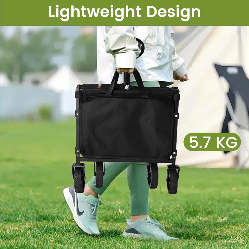 Blomoba Collapsible Wagon with Wheels, 220 lbs Wagons Carts Foldable Wagon Cart with Flexible Handle, Lightweight Portable Folding Utility Grocery Shopping Cart for Grocery Sports Garden Camping - Image 3
