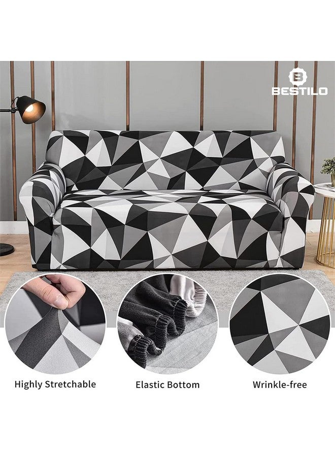B BESTILO Sofa Cover 3 Seater and 2 Seater Fully Covered Universal 5 Seater Sofa Cover Non-Slip Sticky Elastic Stretchable Sofa Set Slipcover Protector for (Black Prism, Five Seater (3+1+1)) - Image 2