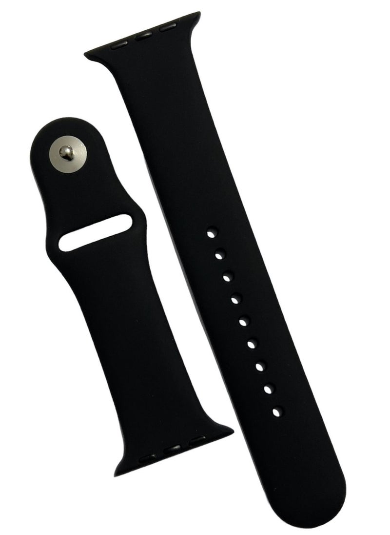 ماركة غير محددة - سوار رياضي من السيليكون الناعم لساعة Apple Watch Series SE - 42mm / 44mm - أسود - Image 1