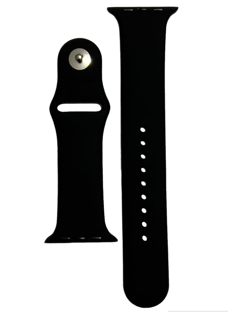 ماركة غير محددة - سوار رياضي من السيليكون الناعم لساعة Apple Watch Series SE - 42mm / 44mm - أسود - Image 1