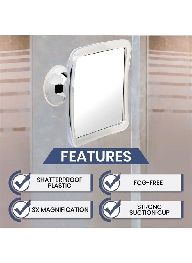 Mirrorvana 3X Magnifying Shower Mirror For Fogless Shaving with Suction Cup, Shatterproof Surface and 360° Swivel, 6.3" x 6.3"  - Image 2