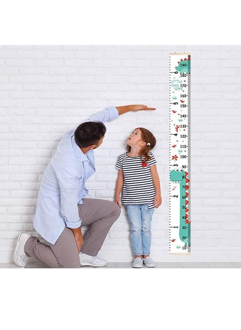 Gonice Kids Growth Chart, Wood Frame Fabric Canvas Wall Ruler Removable Height Measure Chart Wall Decor for Children's Room Wall Decoration Stickers (Green)  - Image 2