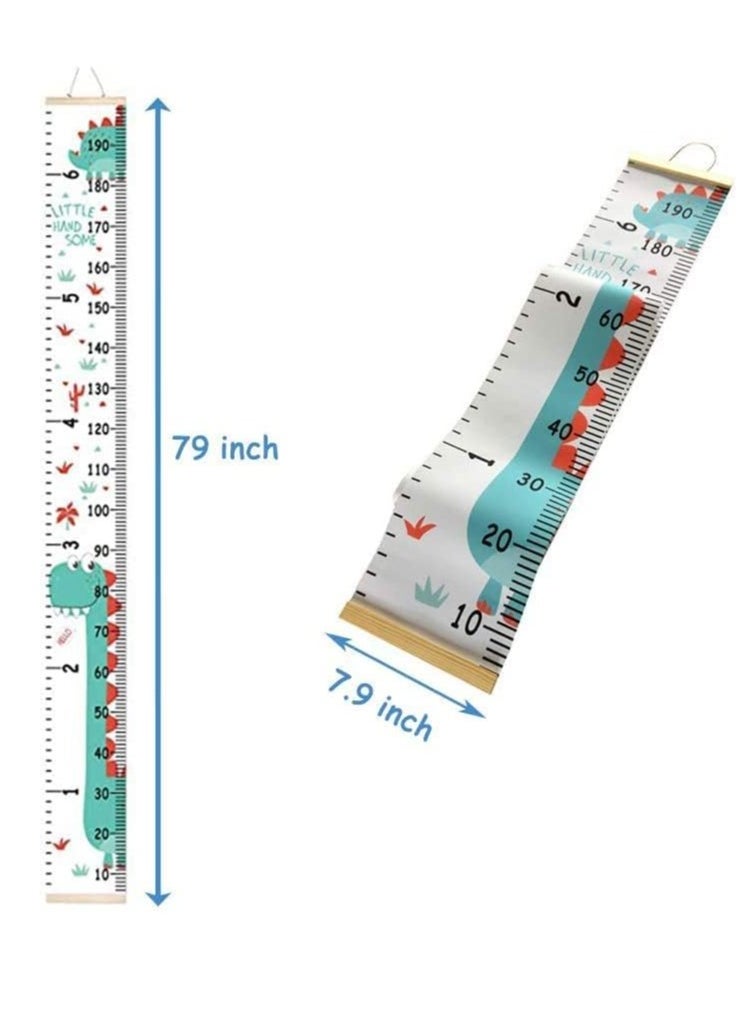 Gonice Kids Growth Chart, Wood Frame Fabric Canvas Wall Ruler Removable Height Measure Chart Wall Decor for Children's Room Wall Decoration Stickers (Green)  - Image 4