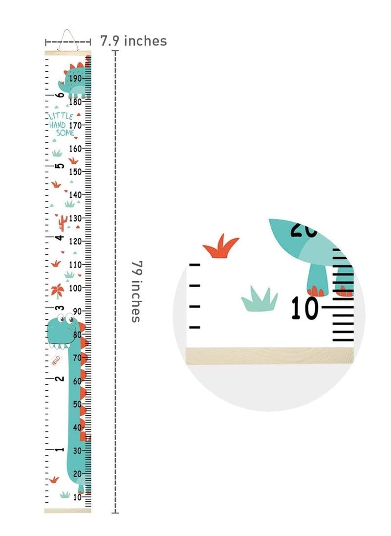 Gonice Kids Growth Chart, Wood Frame Fabric Canvas Wall Ruler Removable Height Measure Chart Wall Decor for Children's Room Wall Decoration Stickers (Green)  - Image 5