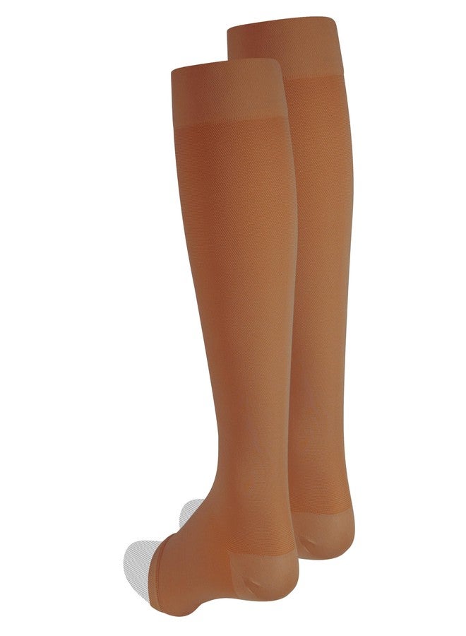 NuVein Medical Compression Stockings, 20-30 mmHg Support for Women & Men, Knee Length, Open Toe, Brown, X-Large - Image 3