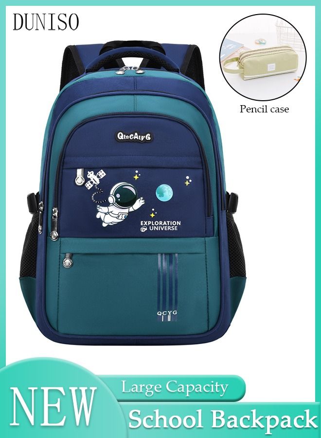 DUNISO Boy's School Backpack with Pencil Case Waterproof Book Bag with Compartments for Teen Boy Kid Students Elementary School Kids' School Bag With Large Capacity - Image 1