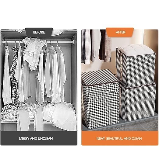 TAMADAA HR MALL Collapsible Storage BagMultipurpose Foldable Laundry Bag Basket Quilt Storage Bag Big Closet Wardrobe Organiser Box with Moisture Proof Cloth Zippered Closure 180L Pack of 1 - Image 4