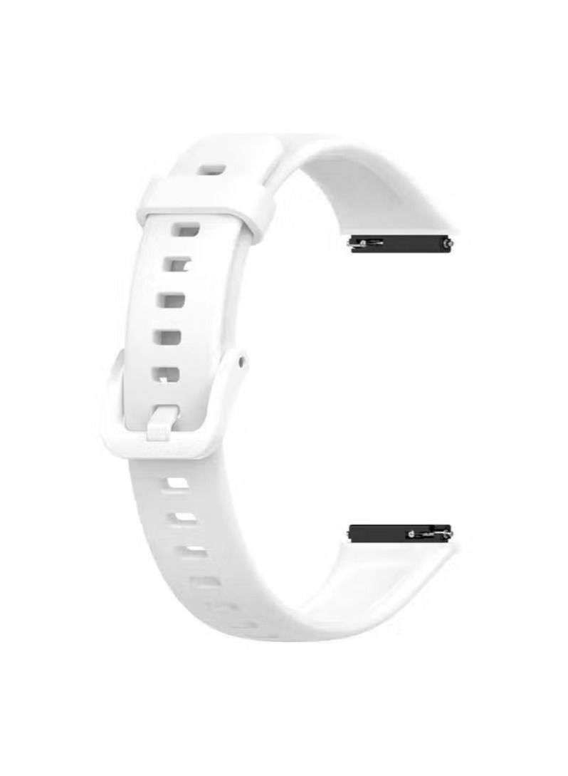 Replacement Band For Huawei Band 7 Solid Color Silicone Watch Band White