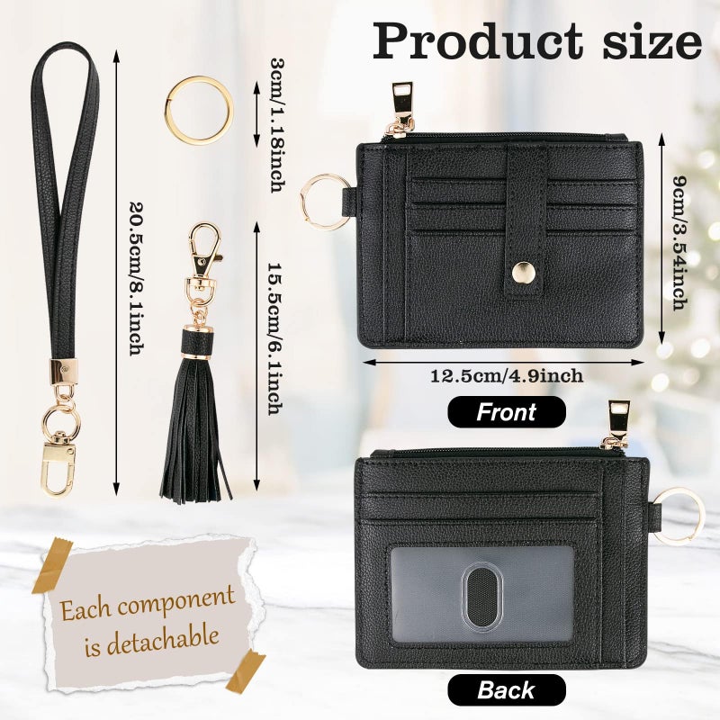 KNGITRYI Small Wristlet Wallets for Women RFID Credit Card Holder Wallet Keychain Wristlet Wallet Credit Card Wallets for Women (Black) - Image 2