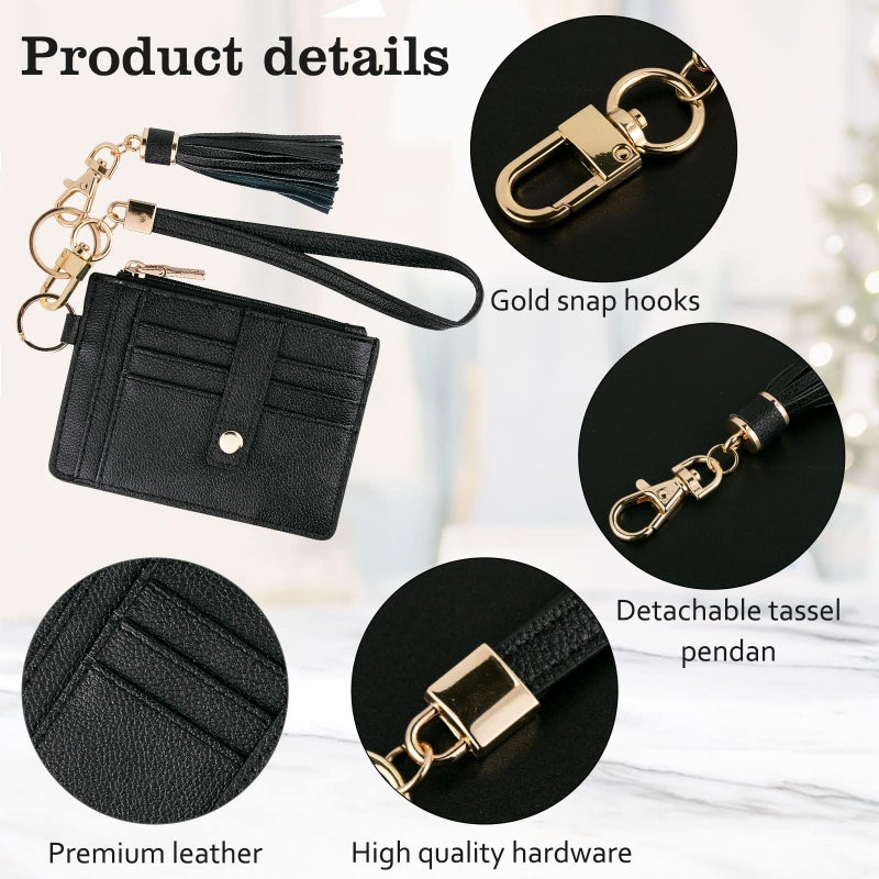 KNGITRYI Small Wristlet Wallets for Women RFID Credit Card Holder Wallet Keychain Wristlet Wallet Credit Card Wallets for Women (Black) - Image 3
