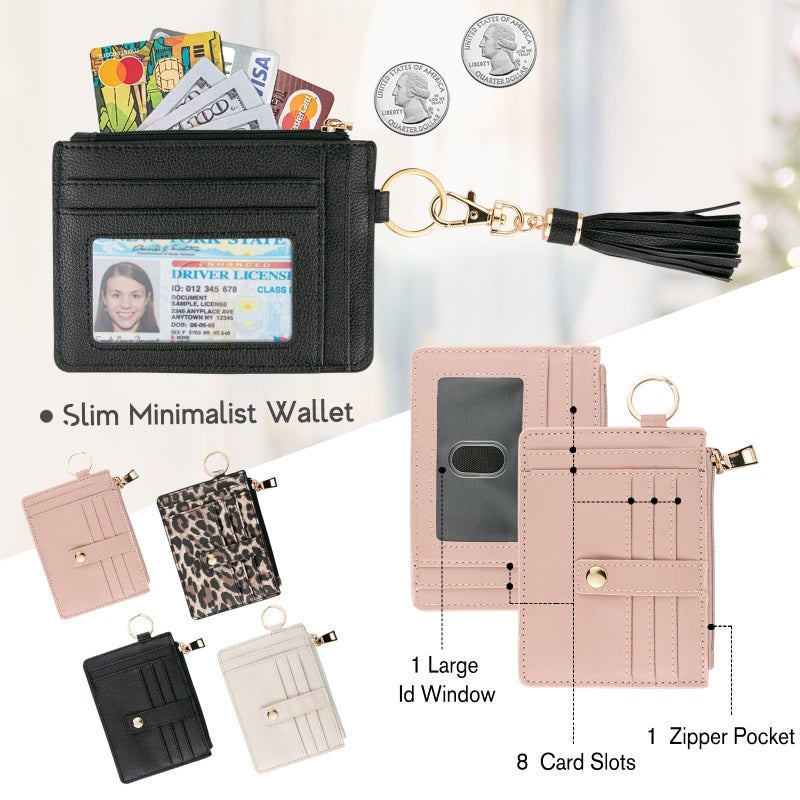 KNGITRYI Small Wristlet Wallets for Women RFID Credit Card Holder Wallet Keychain Wristlet Wallet Credit Card Wallets for Women (Black) - Image 5