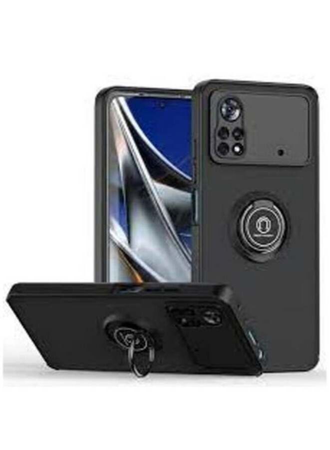 أكاليكس حافظة لهاتف شاومي بوكو إم 4 برو 4 جي حافظة عالمية رفيعة متينة حافظة صلبة لحماية الكاميرا غطاء خلفي مع حامل حلقي - Image 1