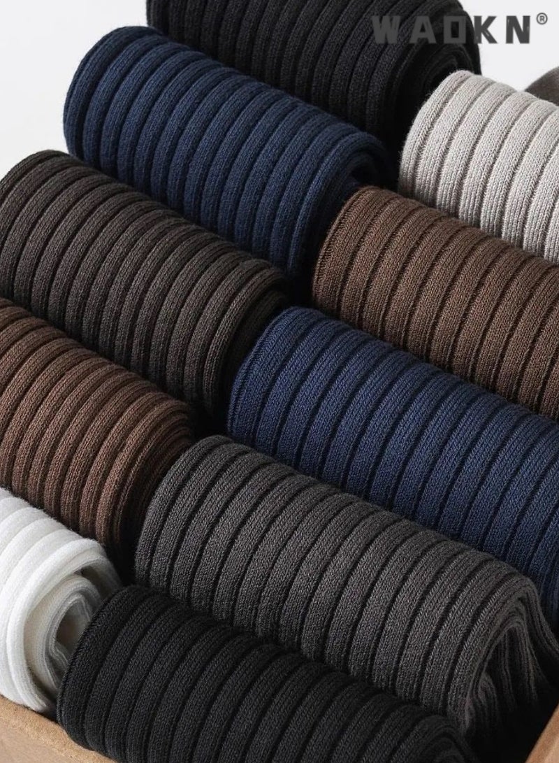 WAOKN 5 Pairs of Men Women's Striped Socks,Mid-Calf,Suitable for All Seasons,Mid-Calf,Dress Socks,Moisture Wicking,Suitable for All Seasons,Casual Cotton Stretchy Novelty Socks,Perfect for Everyday Wear - Image 4