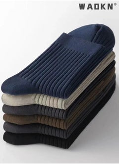 WAOKN 5 Pairs of Men Women's Striped Socks,Mid-Calf,Suitable for All Seasons,Mid-Calf,Dress Socks,Moisture Wicking,Suitable for All Seasons,Casual Cotton Stretchy Novelty Socks,Perfect for Everyday Wear  - Image 5