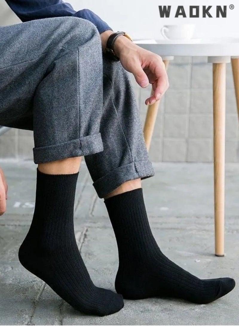 WAOKN 5 Pairs of Men Women's Striped Socks,Mid-Calf,Suitable for All Seasons,Mid-Calf,Dress Socks,Moisture Wicking,Suitable for All Seasons,Casual Cotton Stretchy Novelty Socks,Perfect for Everyday Wear - Image 3