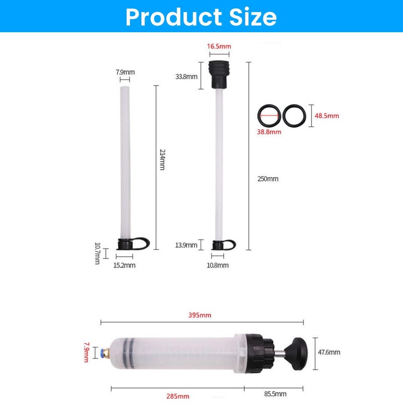 STHIRA® Oil Extractor Kit, Syringe-Style Oil Fluid Transfer Pump, 200cc Capacity, Manual Suction Syringe Pump Hand Transfer Pump for Refilling Brake Fluid, Power Steering Fluid, or Transmission Oil - Image 2