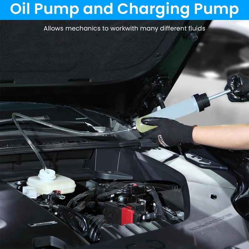 STHIRA® Oil Extractor Kit, Syringe-Style Oil Fluid Transfer Pump, 200cc Capacity, Manual Suction Syringe Pump Hand Transfer Pump for Refilling Brake Fluid, Power Steering Fluid, or Transmission Oil - Image 4