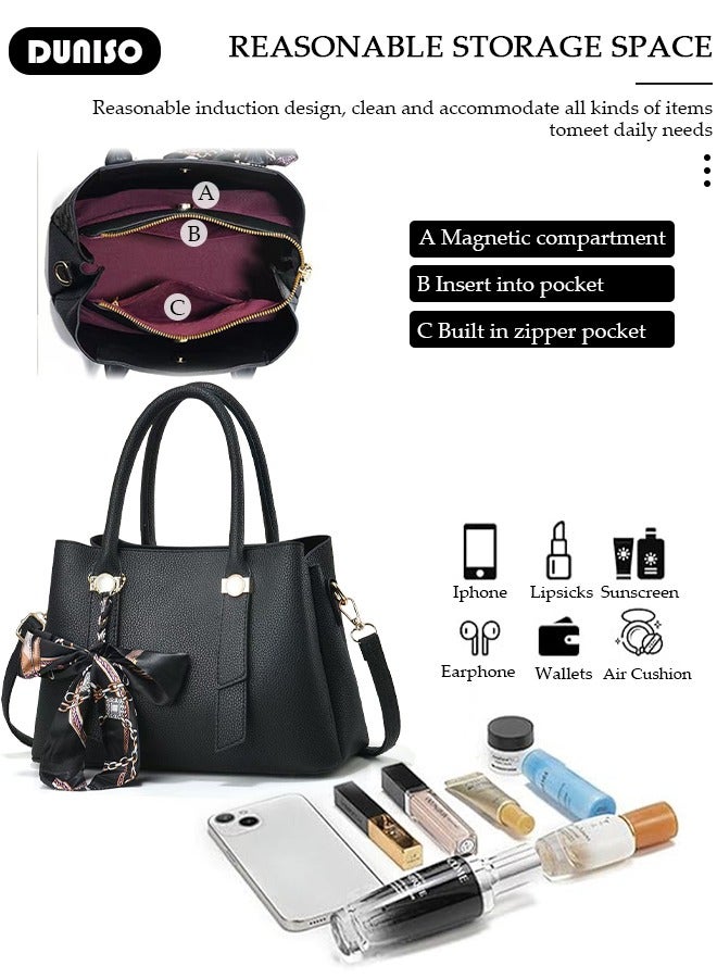DUNISO Elegant Women's Handbag,Crossbody Bag with Removable Shoulder Strap,Large Capacity Tote Bag Shoulder Bag Fashion Ladies Satchel Bag for Women/Ladies Office Travel Daily Bag - Image 3