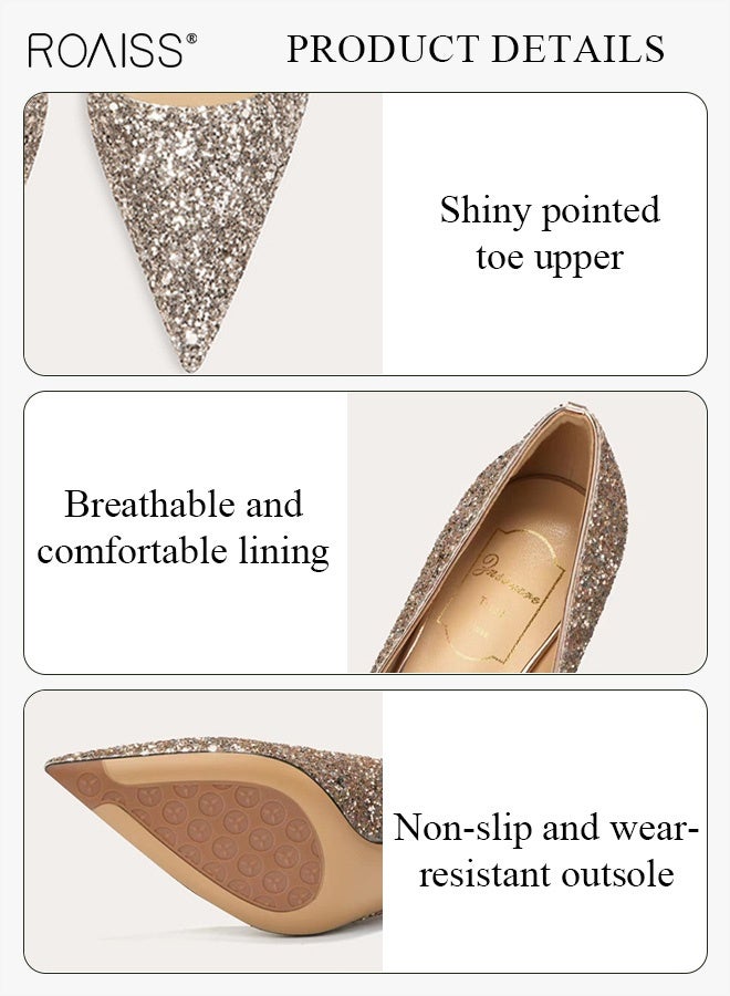 رويس حذاء بكعب مدبب للنساء، حذاء أنيق وعالي الكعب للسيدات، حذاء أنيق ولامع بكعب 8 سم، مثالي للحفلات والزفاف والمواعيد وغيرها - Image 5