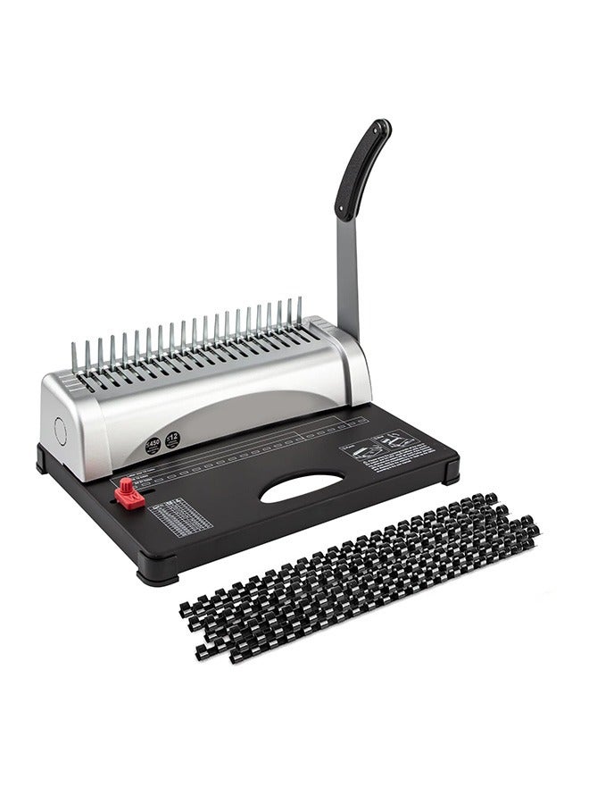 Sakulight ماكينة تجليد، 21 فتحة، 450 ورقة، آلات تجليد مشط مع مجموعة المبتدئين 100 قطعة من أشواك التجليد المشطية - Image 1