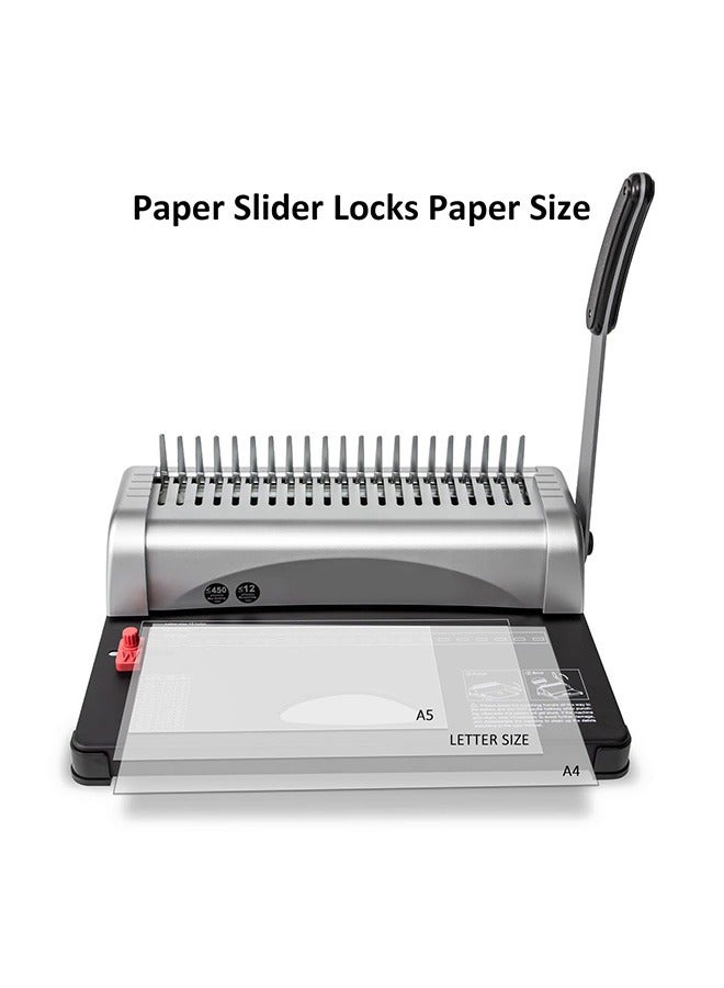 Sakulight ماكينة تجليد، 21 فتحة، 450 ورقة، آلات تجليد مشط مع مجموعة المبتدئين 100 قطعة من أشواك التجليد المشطية - Image 2