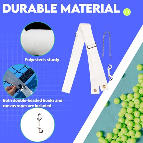 Seabbo Tennis Net Center Straps Heavy Duty,Pickleball Lines Premium Polyester Fiber Net Adjuster with Metal Hook and Burlap Rope Tie for Public Court - Image 3