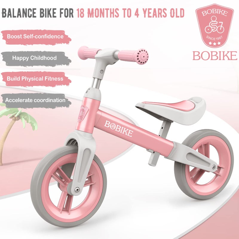 Bobike Toddler Balance Bike Toys for 1 to 3 Year Old Girls Boys Adjustable Seat and Handlebar No-Pedal Training Bike Best Gifts for Kids (Pink) - Image 2