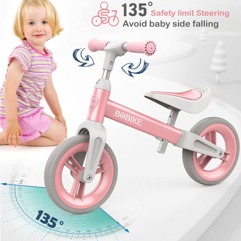 Bobike Toddler Balance Bike Toys for 1 to 3 Year Old Girls Boys Adjustable Seat and Handlebar No-Pedal Training Bike Best Gifts for Kids (Pink) - Image 5