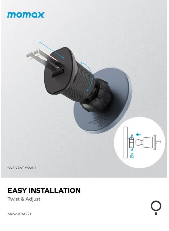 Momax Move Cm22 Transparent Magnetic Phone Holder Universal Car Air Vent Phone Mount For Iphone 12-14 Series - Image 3