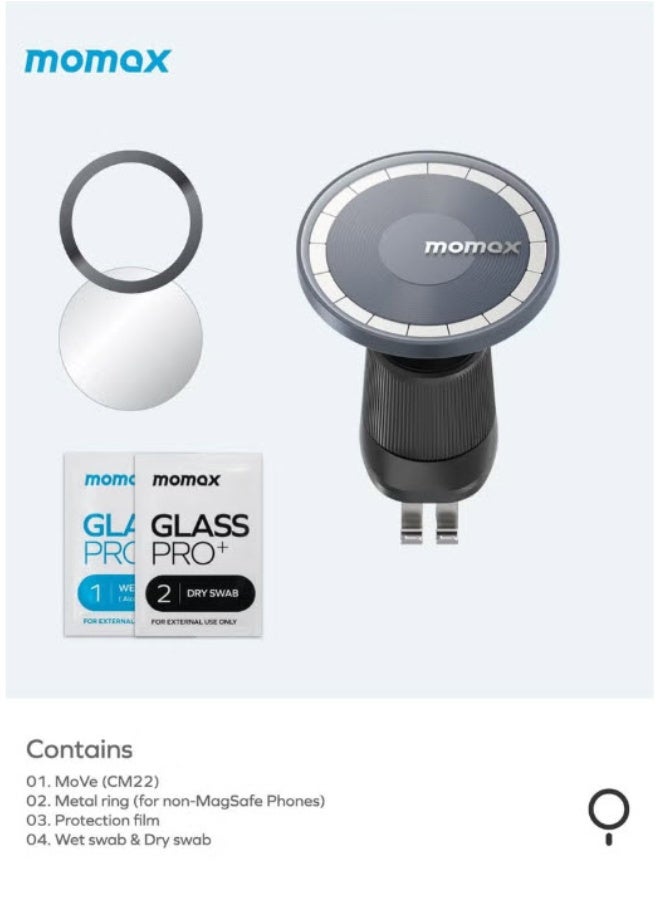 Momax Move Cm22 Transparent Magnetic Phone Holder Universal Car Air Vent Phone Mount For Iphone 12-14 Series - Image 2
