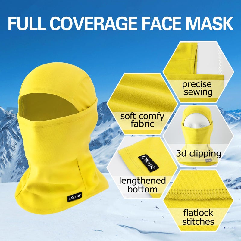 Oliumt Balaclava Ski Mask, Warm, Breathable & Lightweight, Full Coverage Fleece Winter Face Mask for Men & Women (Yellow) - Image 3