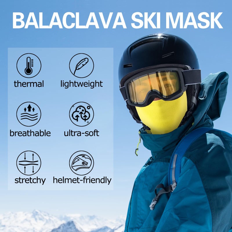 Oliumt Balaclava Ski Mask, Warm, Breathable & Lightweight, Full Coverage Fleece Winter Face Mask for Men & Women (Yellow) - Image 2