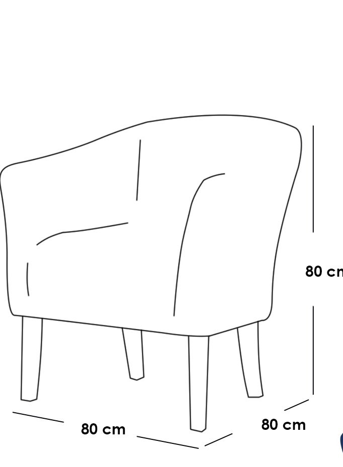 House One Arm Chair|Thai wood and Velvet - Beige - 80×80×80 cm - Image 2