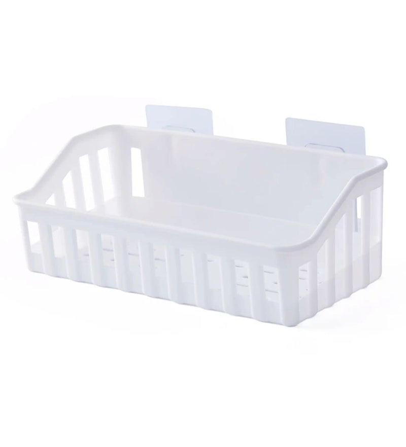 petrickenterprise Plastic Rectangular Multipurpose Wall Shelves Shelf Self-Adhesive Sticker Hooks Wall Holder Bathroom Storage Rack Box Strong Shower Rack Shelf (only White Color)(2 Pieces)  - Image 3