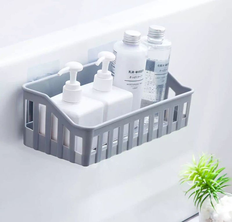 petrickenterprise Plastic Rectangular Multipurpose Wall Shelves Shelf Self-Adhesive Sticker Hooks Wall Holder Bathroom Storage Rack Box Strong Shower Rack Shelf (only White Color)(2 Pieces)  - Image 4